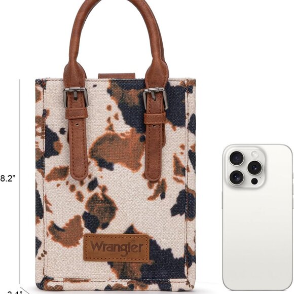 Small Canvas Crossbody Bag Women Aztec Cow Print Compact Western Purse - Picture 3 of 6